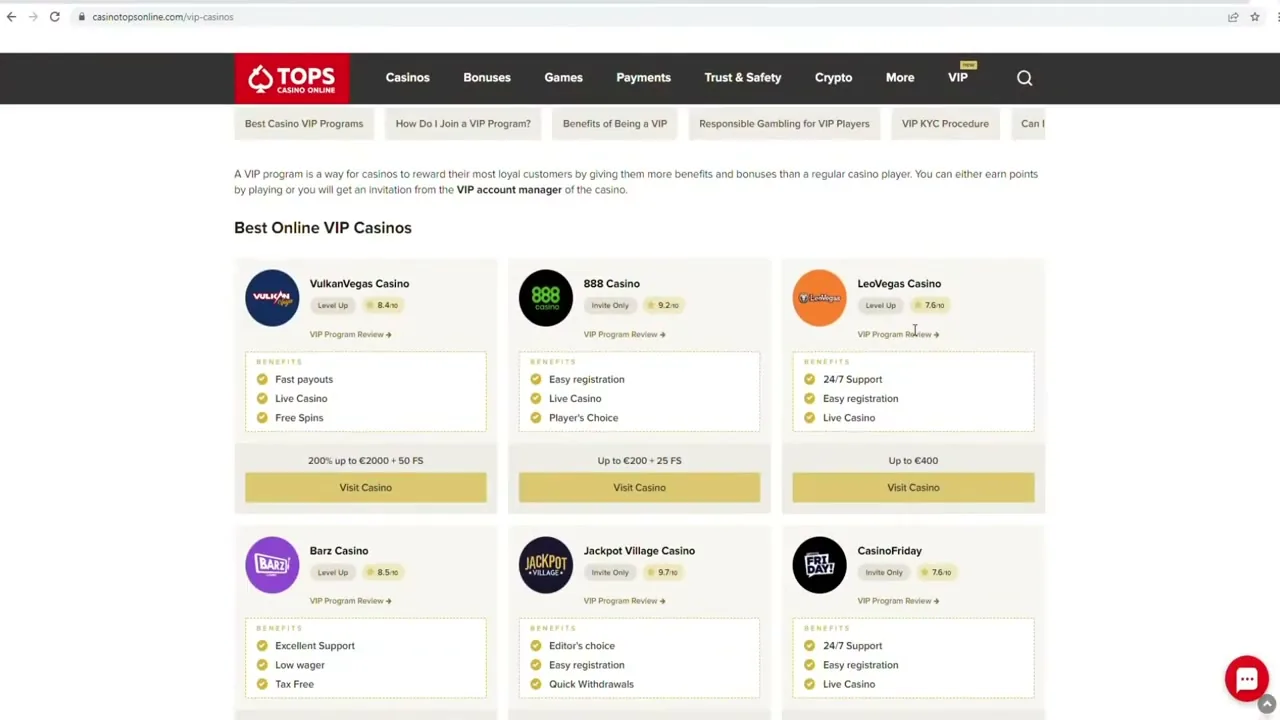 casino VIP cripto: vip program